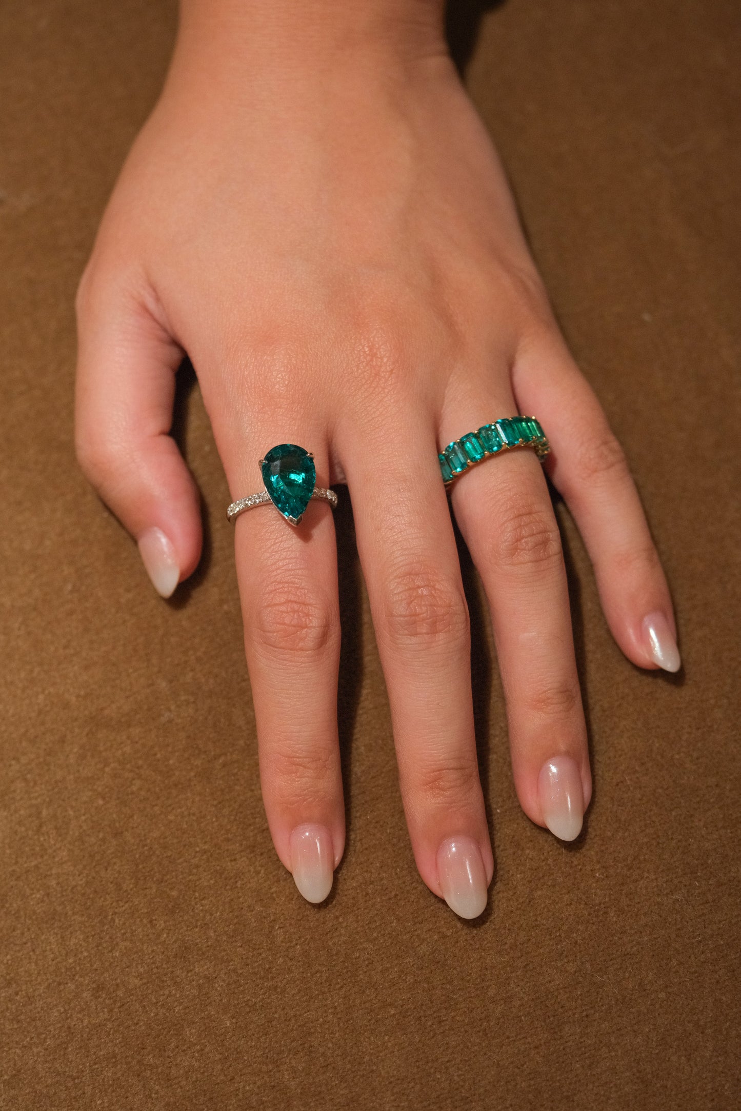 Pear Cut Emerald Solitaire Ring